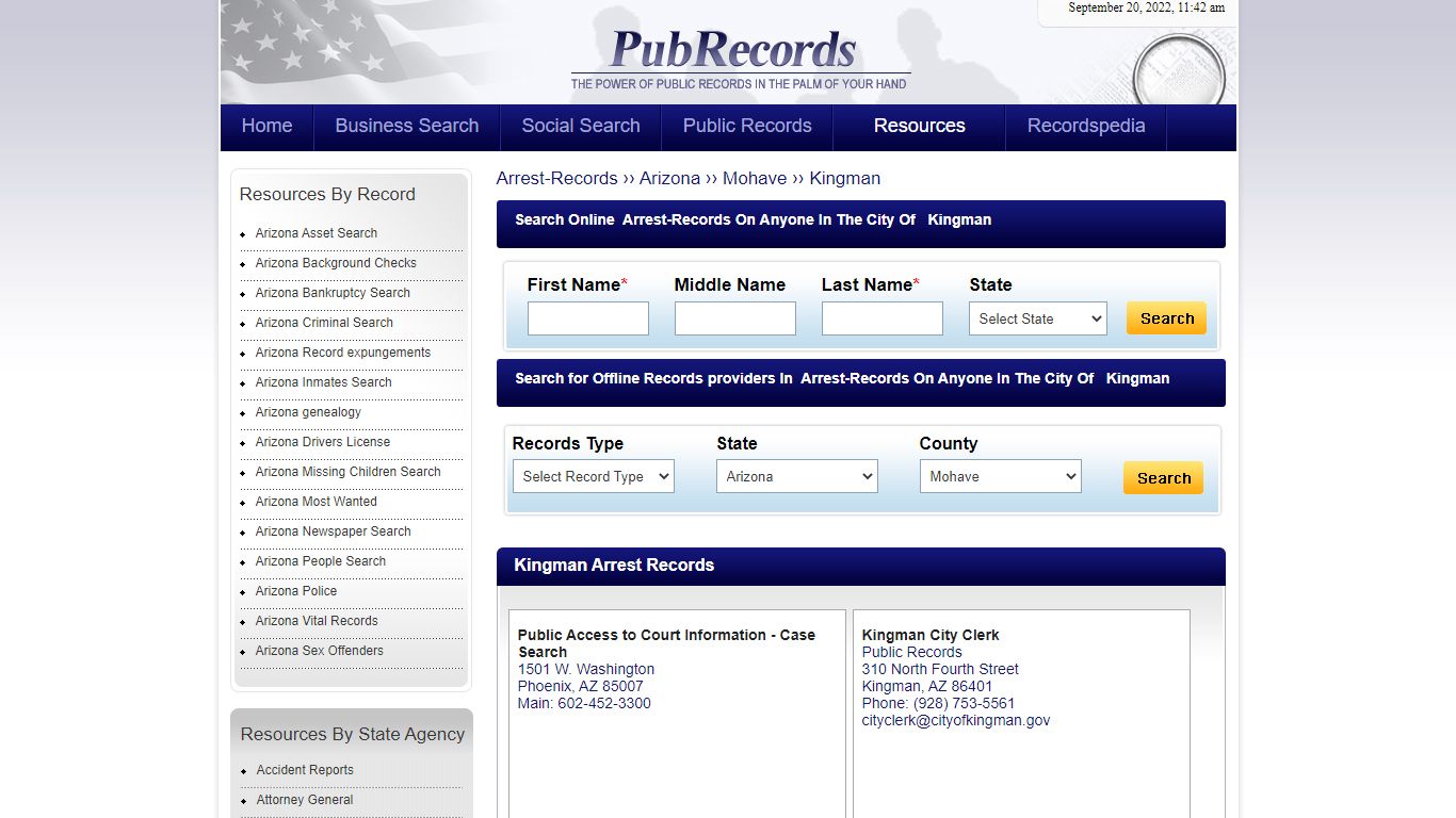 Kingman, Mohave County, Arizona Arrest Records