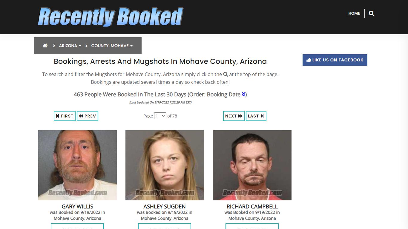 Recent bookings, Arrests, Mugshots in Mohave County, Arizona