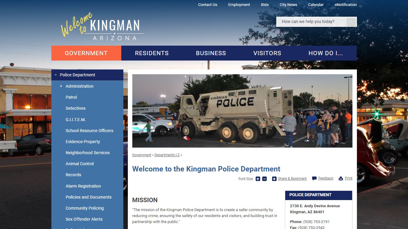 Welcome to the Kingman Police Department | City of Kingman, AZ